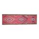 Tapis couloir vintage turc fait main en laine et coton rose des années 1970 104x358