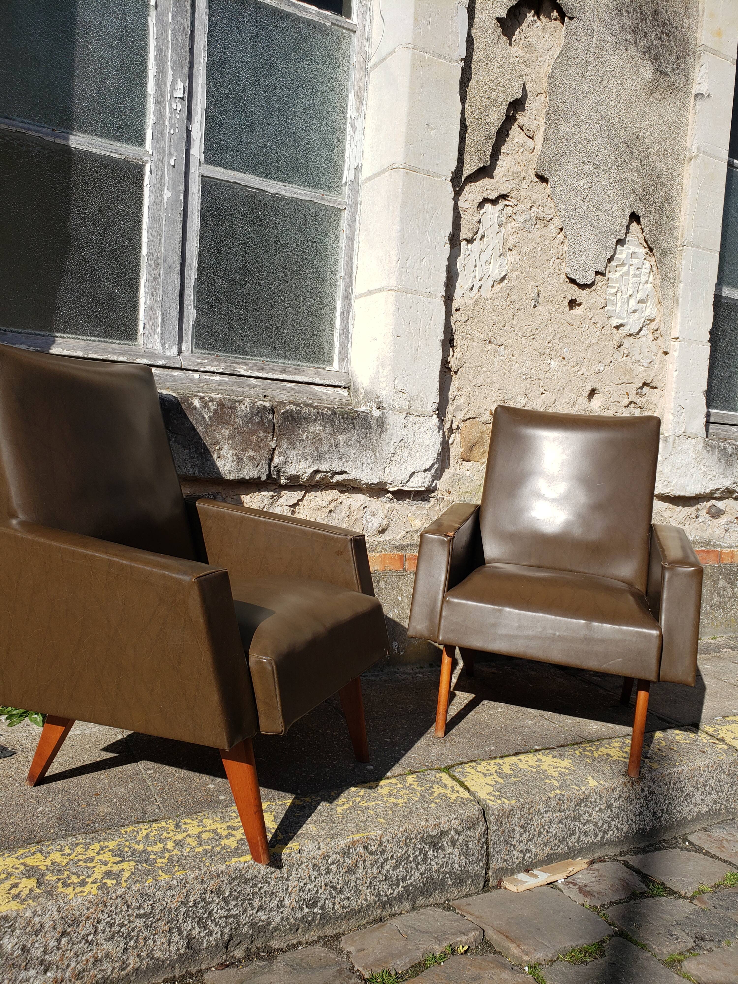 Vintage Scandinavian olive green armchairs