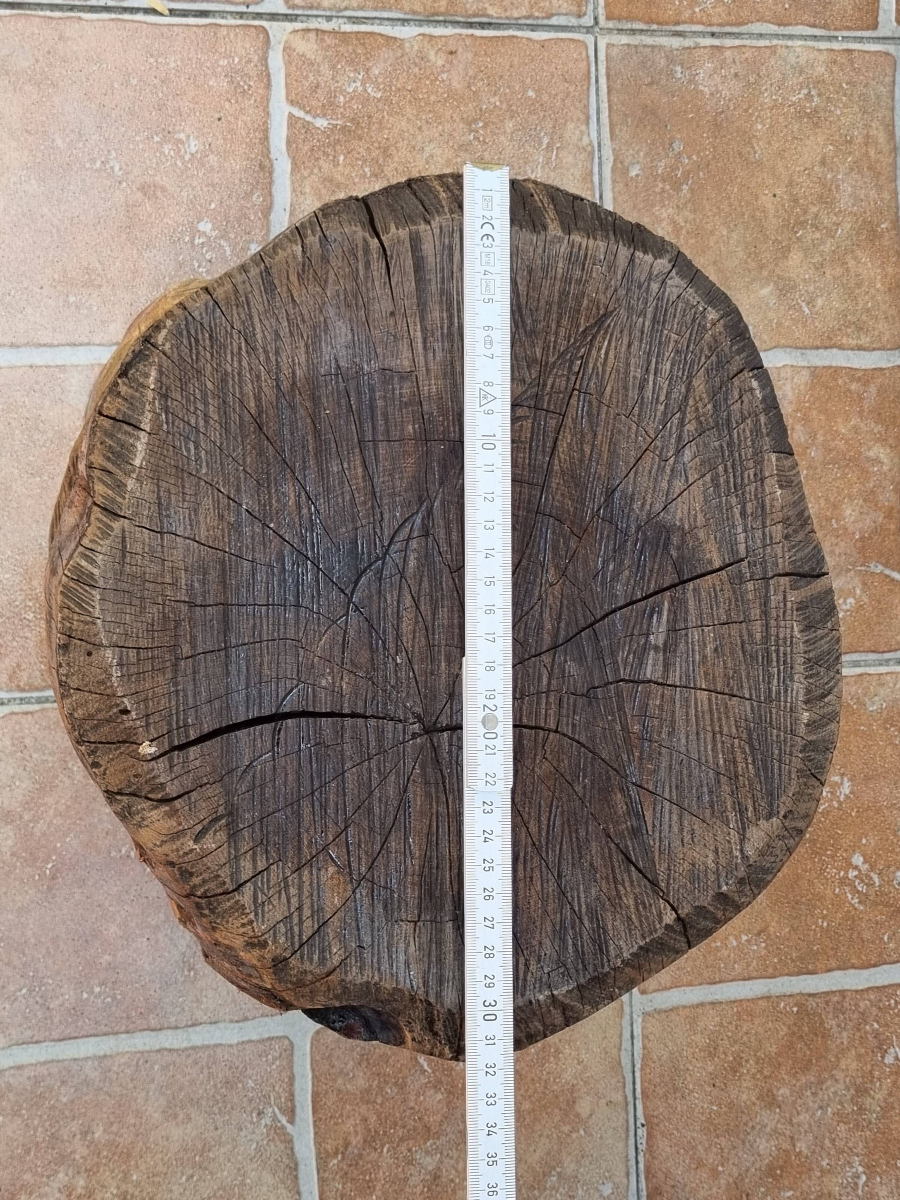 Brutalist mushroom stool solid wood treated indoor outdoor 34 cm