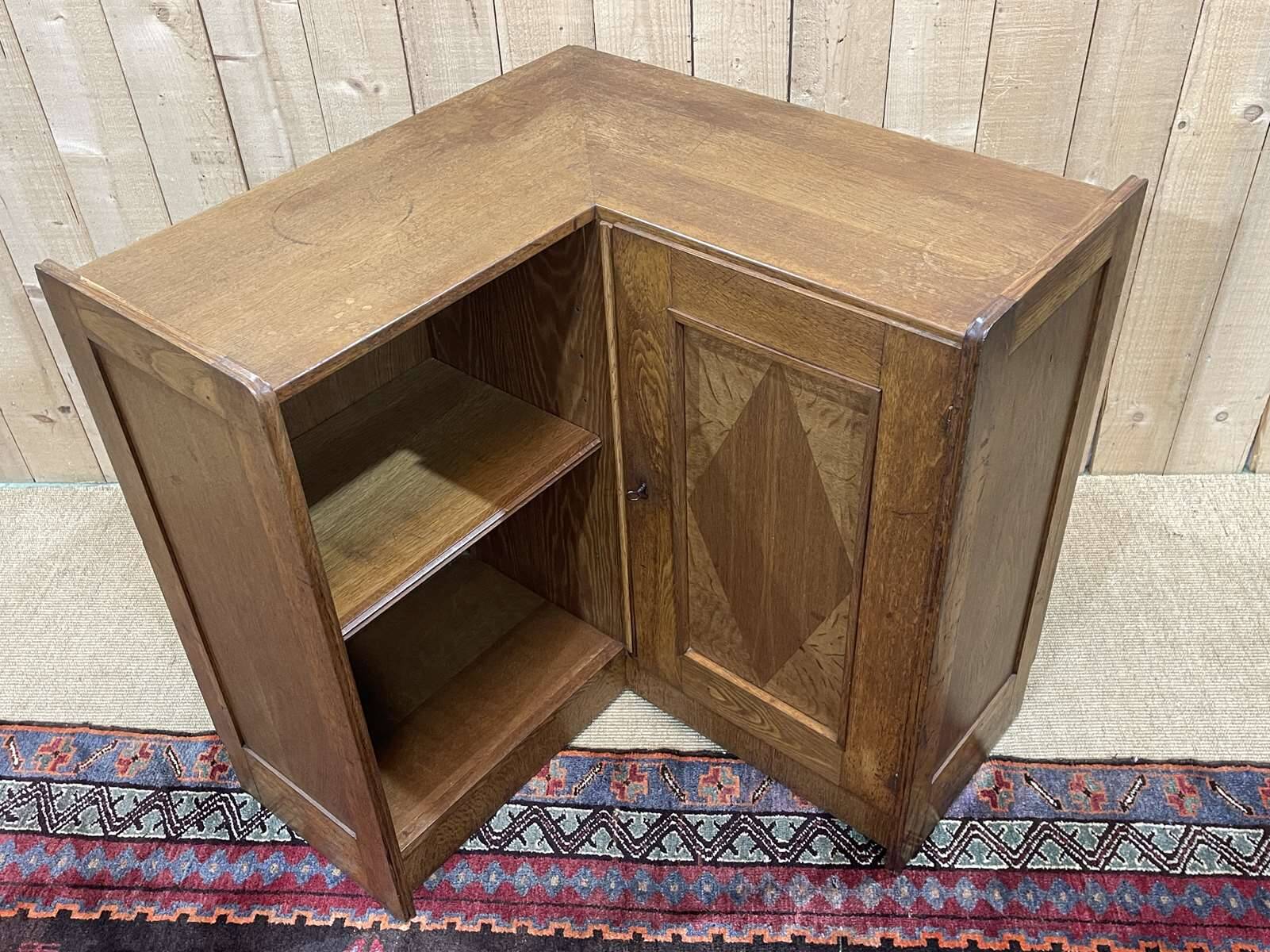 1950s oak corner cabinet