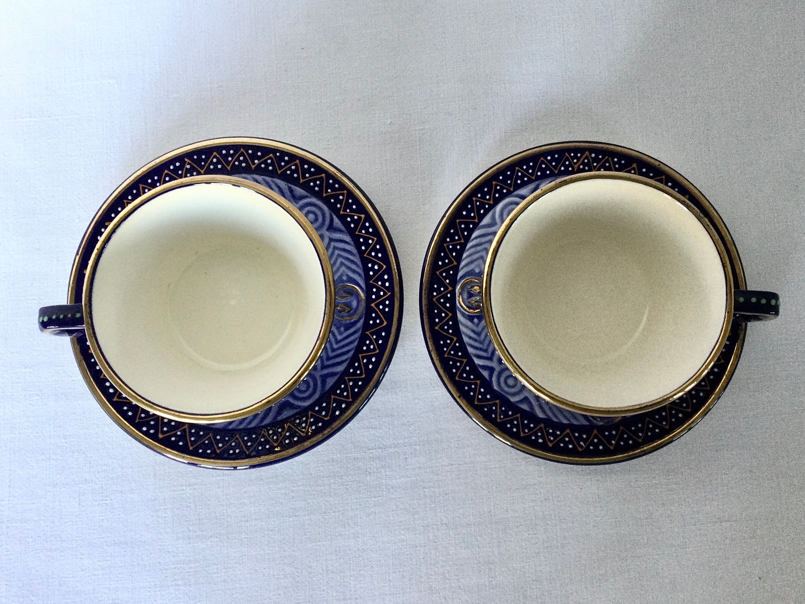 HB Quimper earthenware lunch pair
