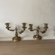 Pair of rocaille candlesticks in gilded bronze