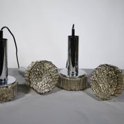 Space Age ceiling lamps bubble glass and chrome by Staff, Set of 4, 1970s