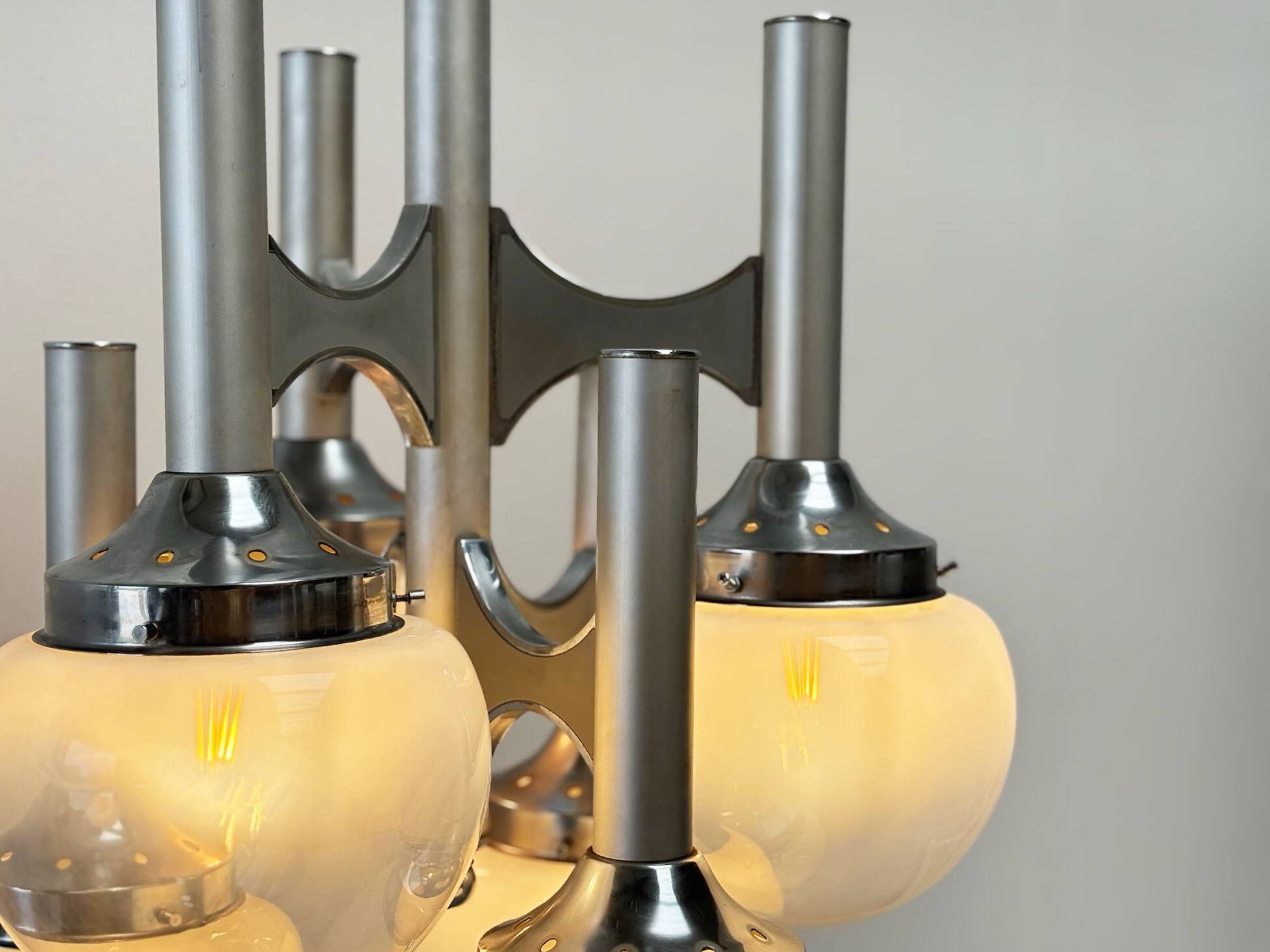 Sciolari chrome "Trumpet" chandelier