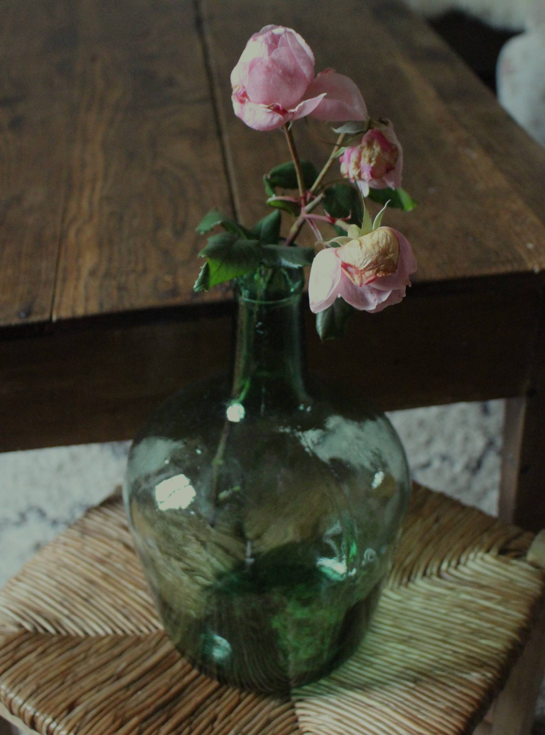 Dame Jeanne carboy from the Viresa Collection in green glass