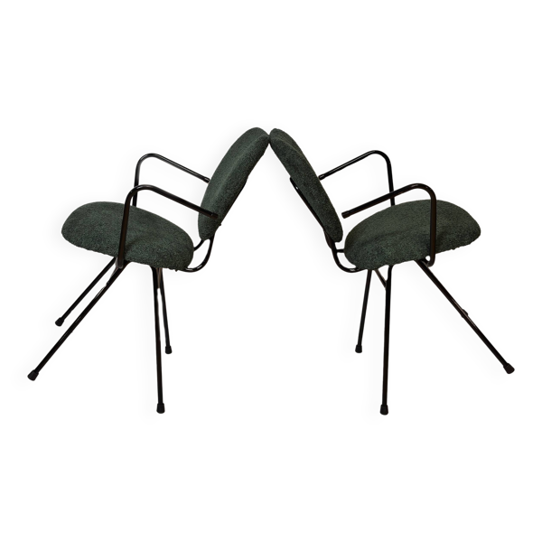 Paire de chaises avec accoudoirs  Jacques Hitier I Années 1950