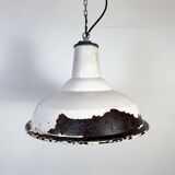 Industrial British White Enamel Factory Pendant Lamp from Benjamin, 1960s