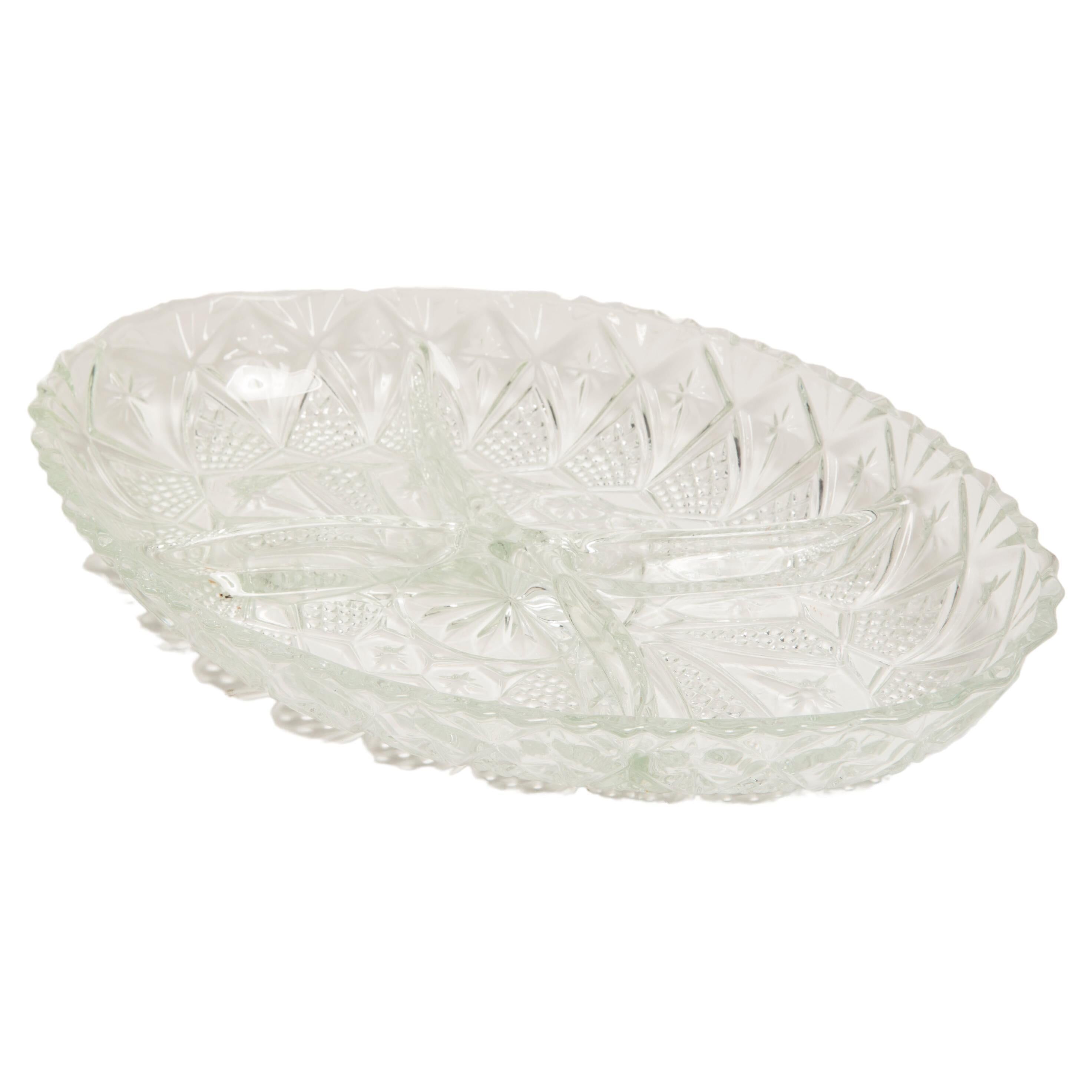 Vintage decorative transparent crystal plate, Italy, 1960s