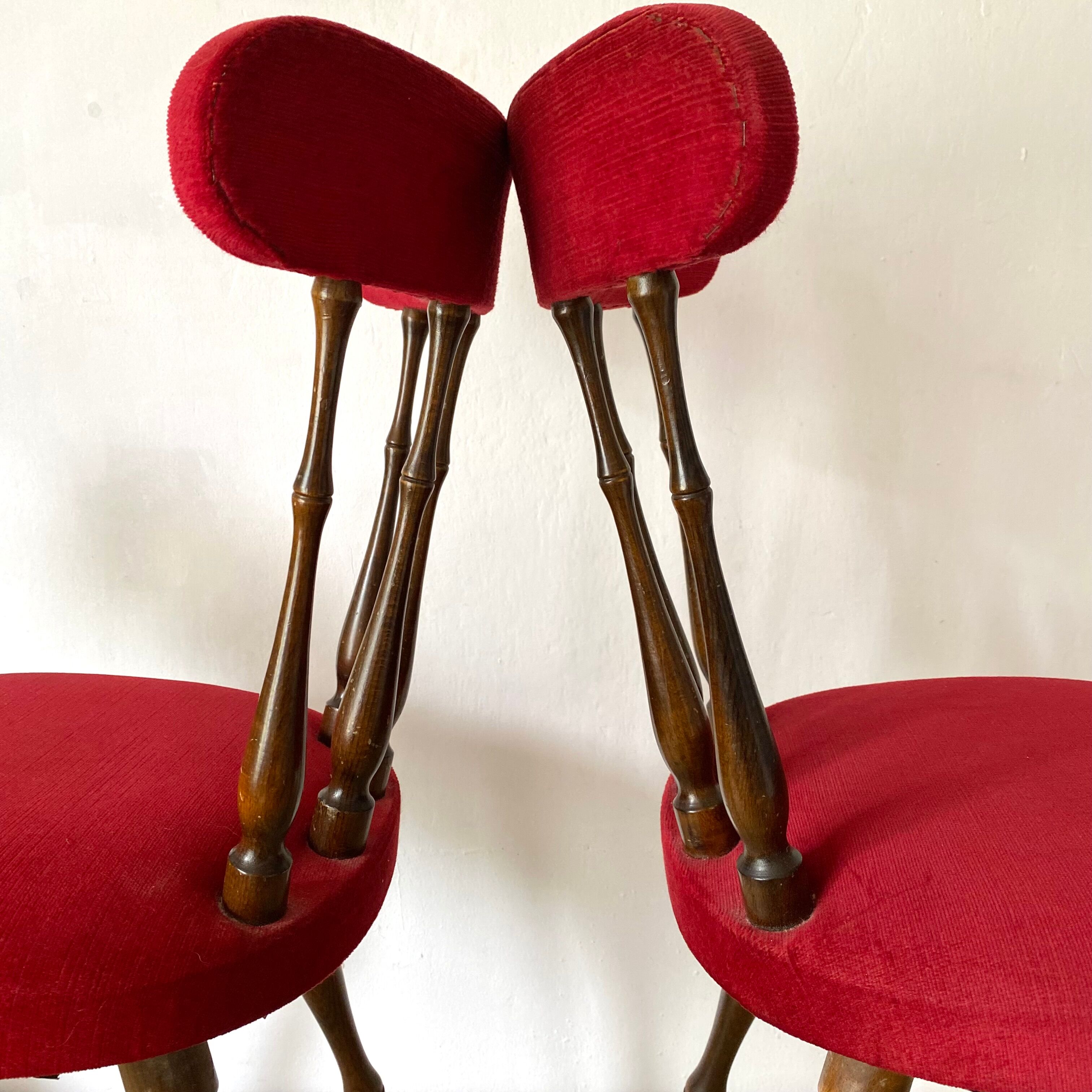 Pair of velvet chairs 60s-70s