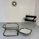 Vintage tubular coffee table with glass top, Italian design Morex, 70s