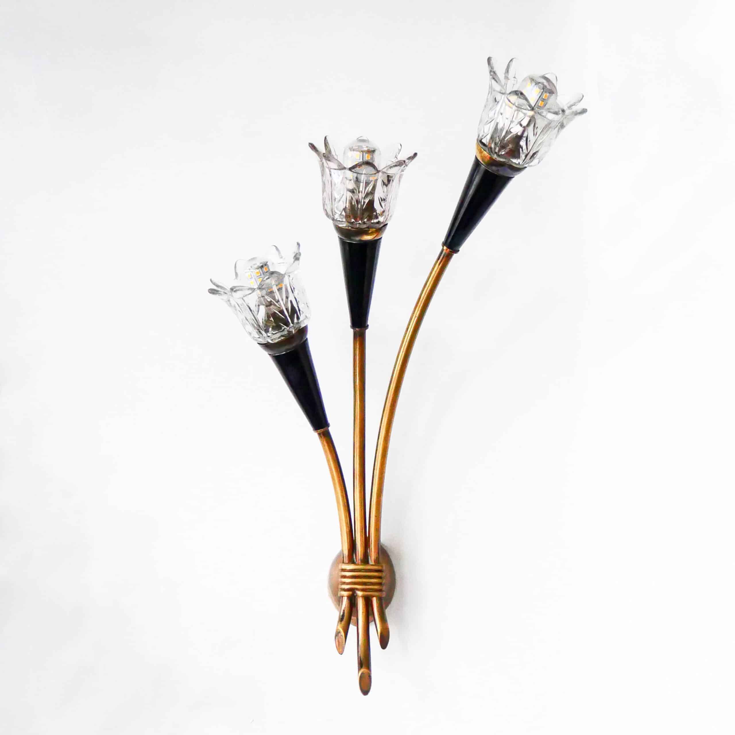 Antique pair of “tulip” wall lights