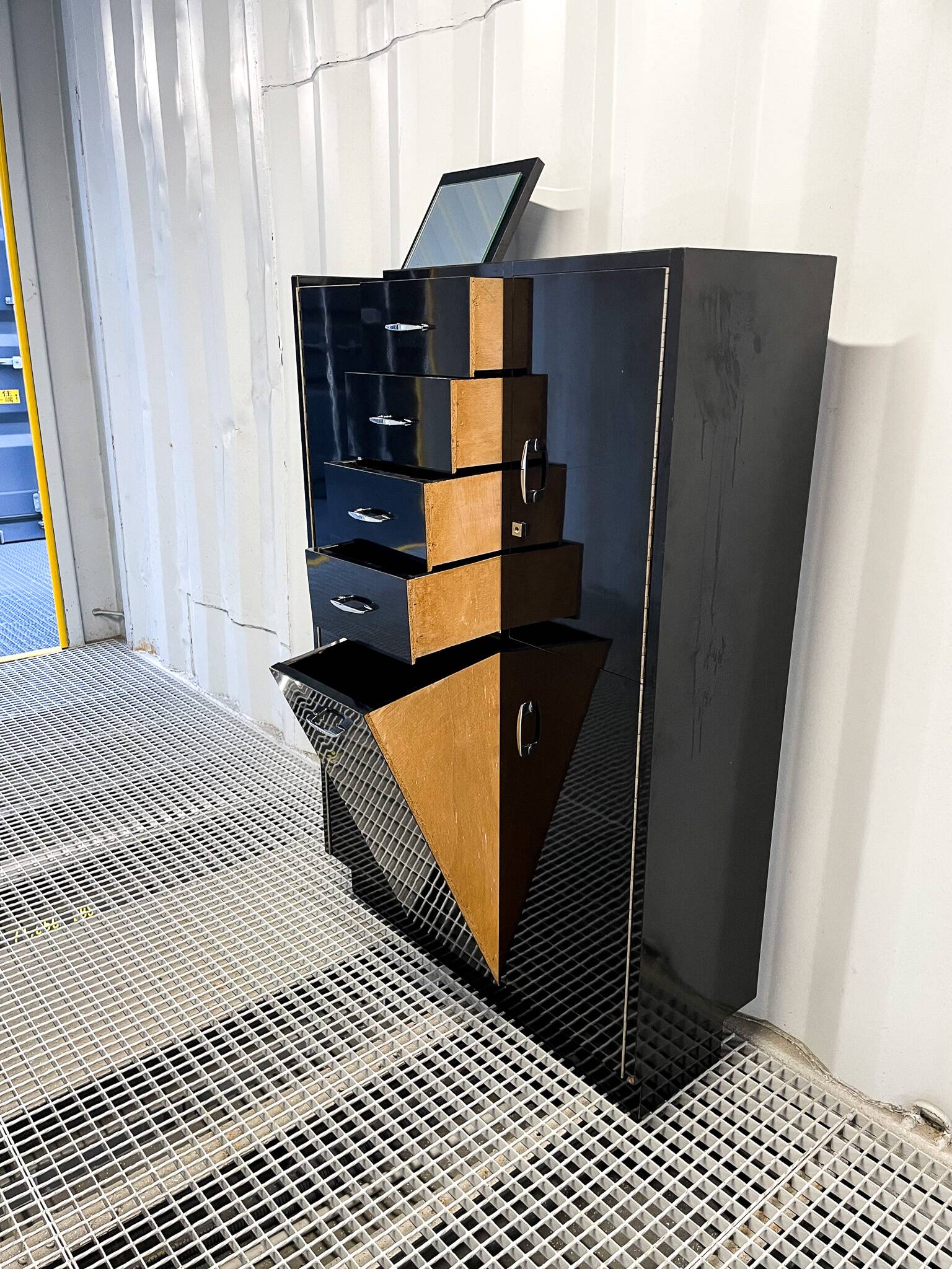 Vintage black Formica cabinet from the 60s