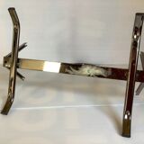 Old magazine holder chrome metal and glass