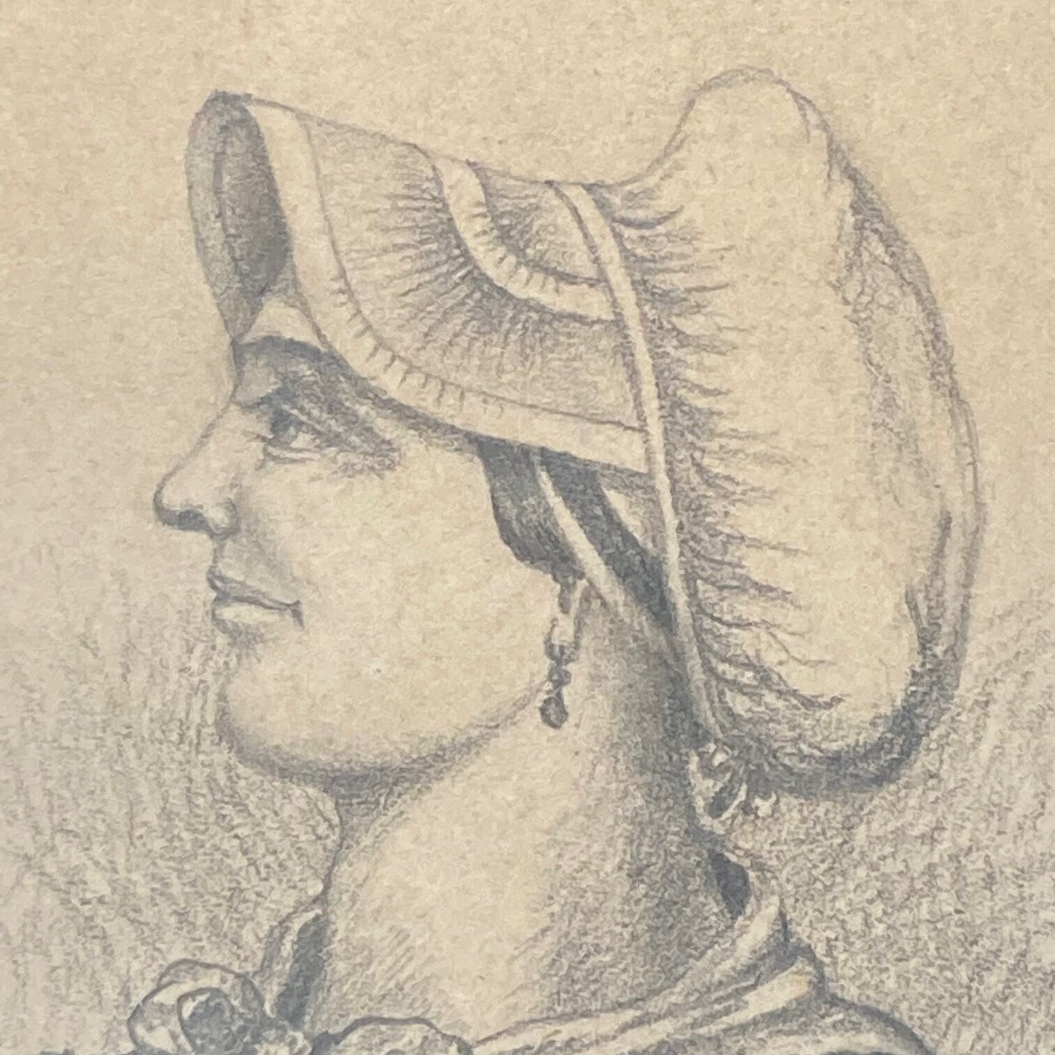 Pencil drawing of a Norman woman by Alexandre René Veron