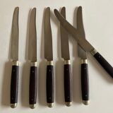 Set of 6 rosewood wood knives Dumas Thiers 1950