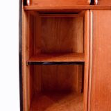 Wooden enfilade with fuchsia pink and black formica, 1950s, 130x50x100cm