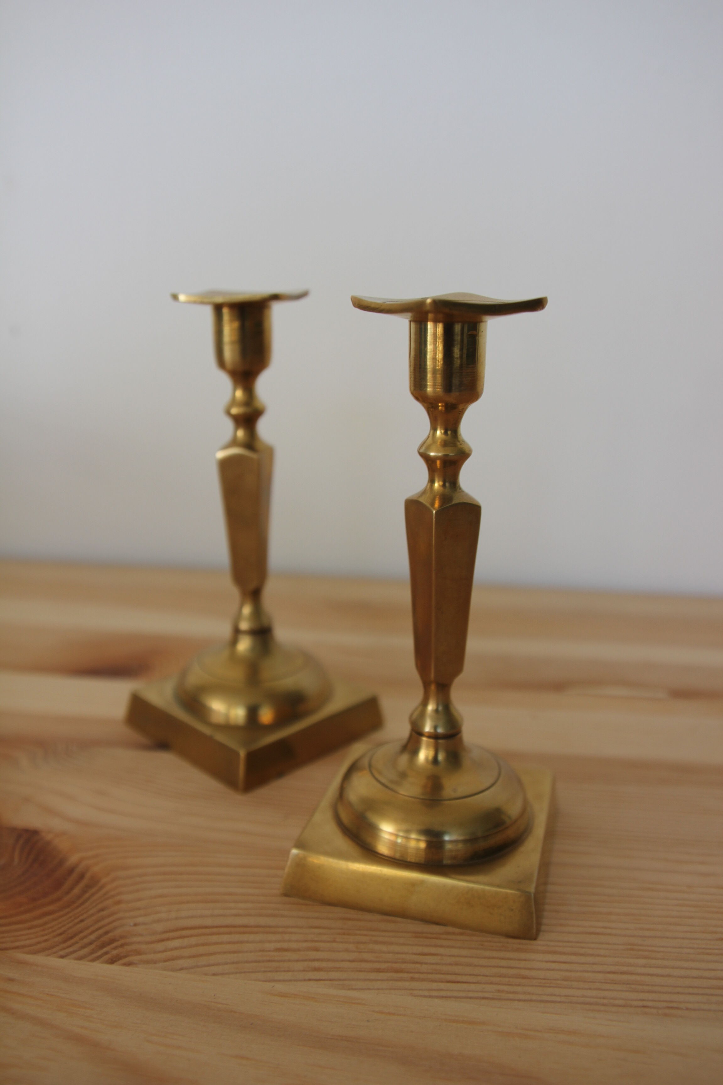 Pair of brass candle holders