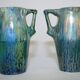 Ceramic alphonse cytere (1861-1941) pair of metallise sandstone vases