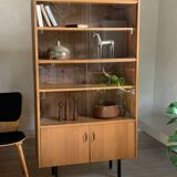 Vintage modernist oak display bookcase
