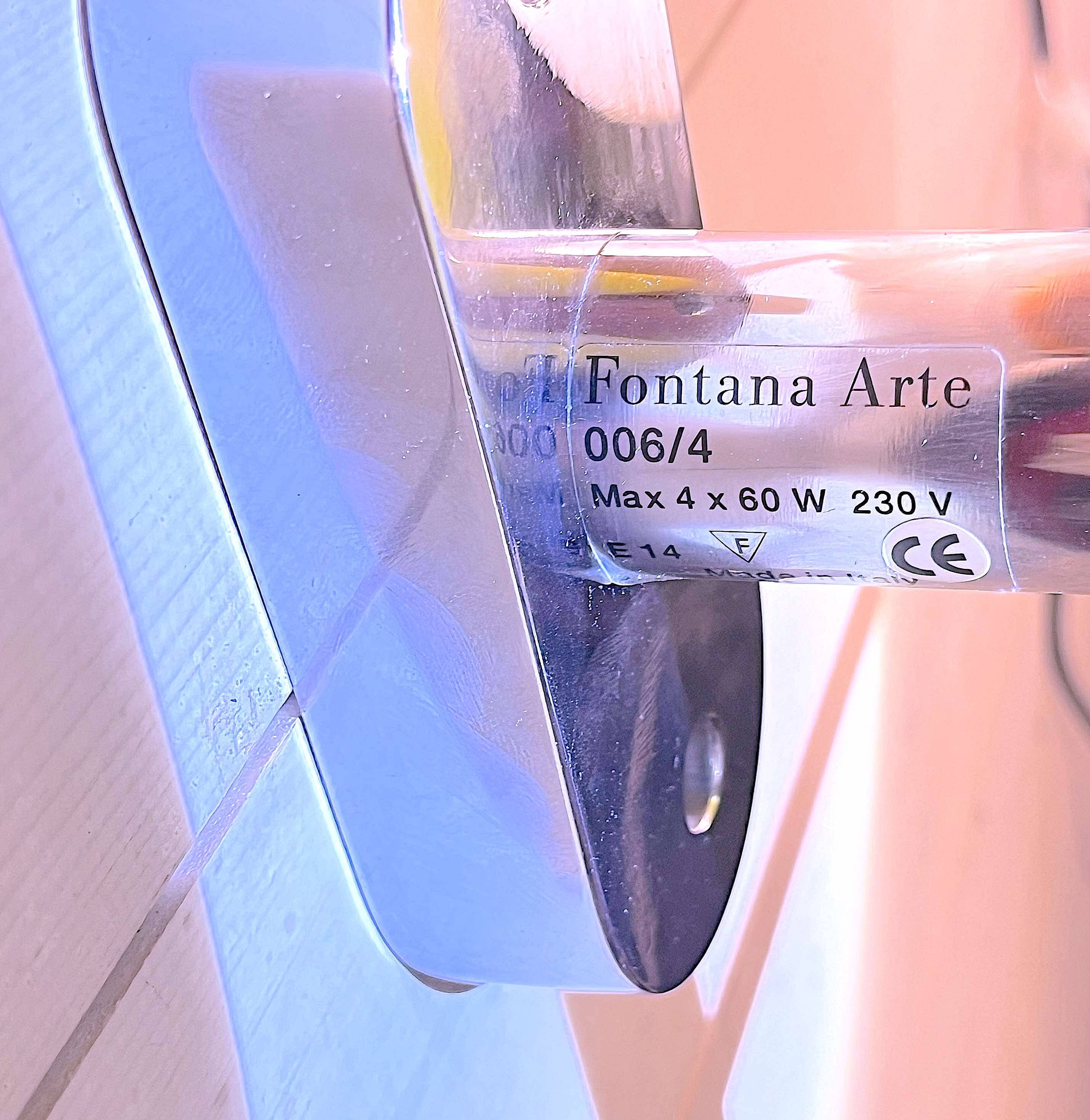 Fontana Arte, Set of 3 4-Light Wall Lamps, White Murano Glass, Italy