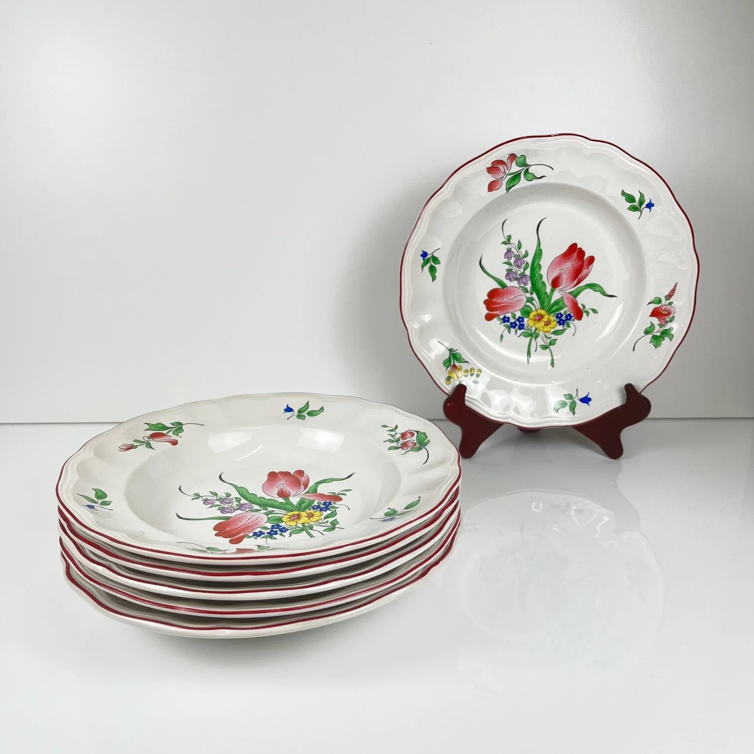 Set of 6 deep plates KG Lunéville "Réverbère"