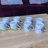 Set of 8 vintage 70's porcelain coffee cups