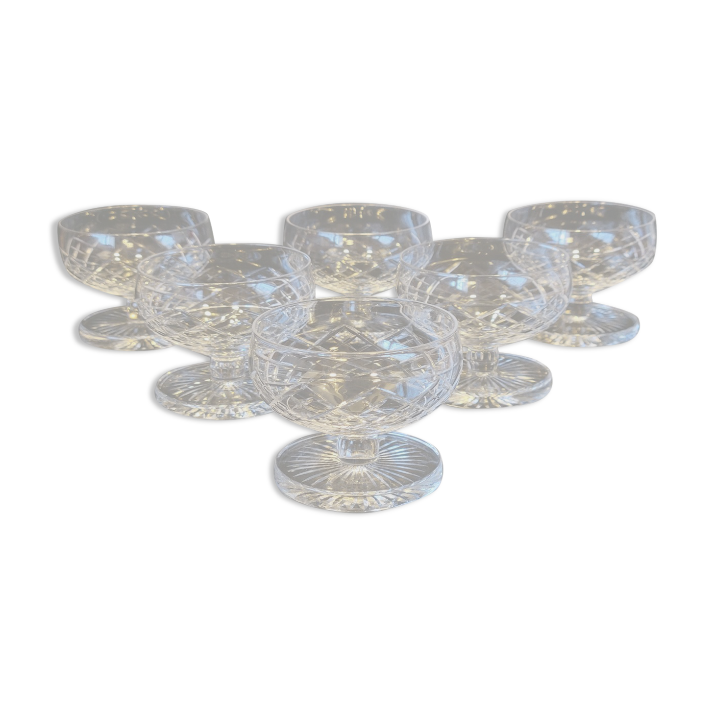 6 coupes à champagne St Saint Louis modèle Florian en cristal taillé 539