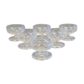 6 coupes à champagne St Saint Louis modèle Florian en cristal taillé 539