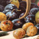 Still life with fruit, framed chromolithograph, under glass