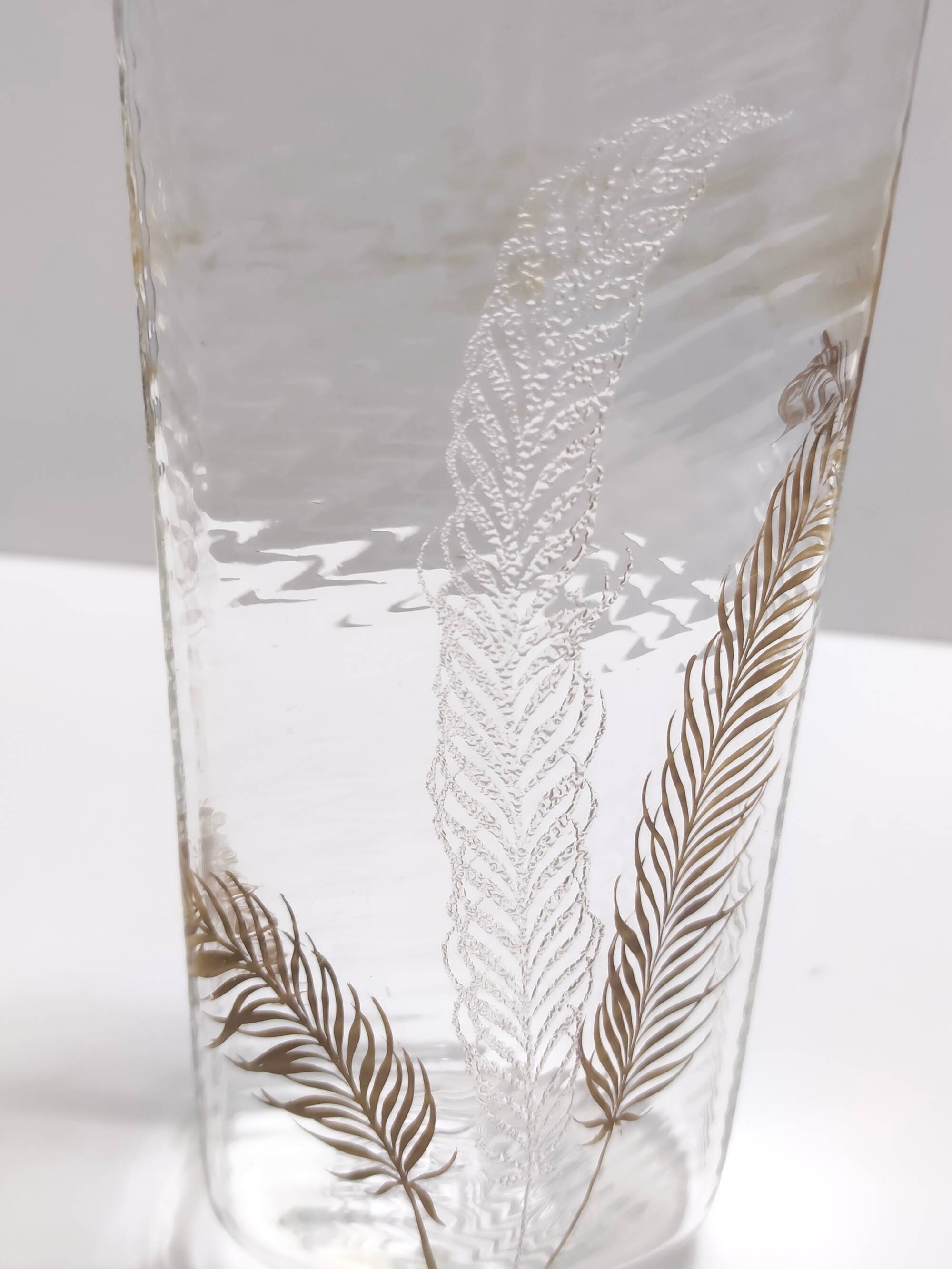 Transparent and Gold Hexagonal Murano Glass Vase by Cenedese