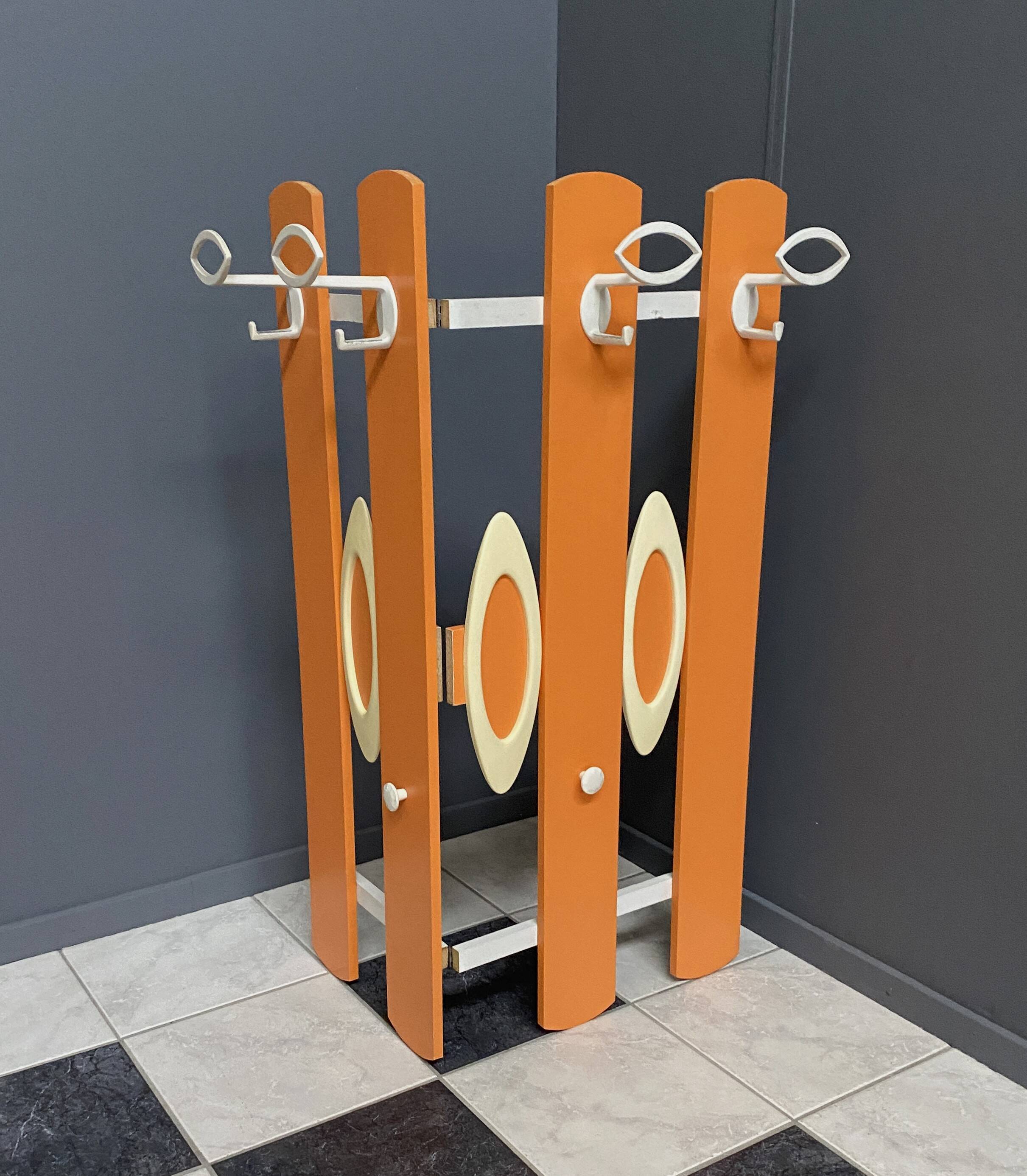 Orange wall unit Coat rack 1970s by ED Design