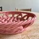Vintage pink woven ceramic fruit basket