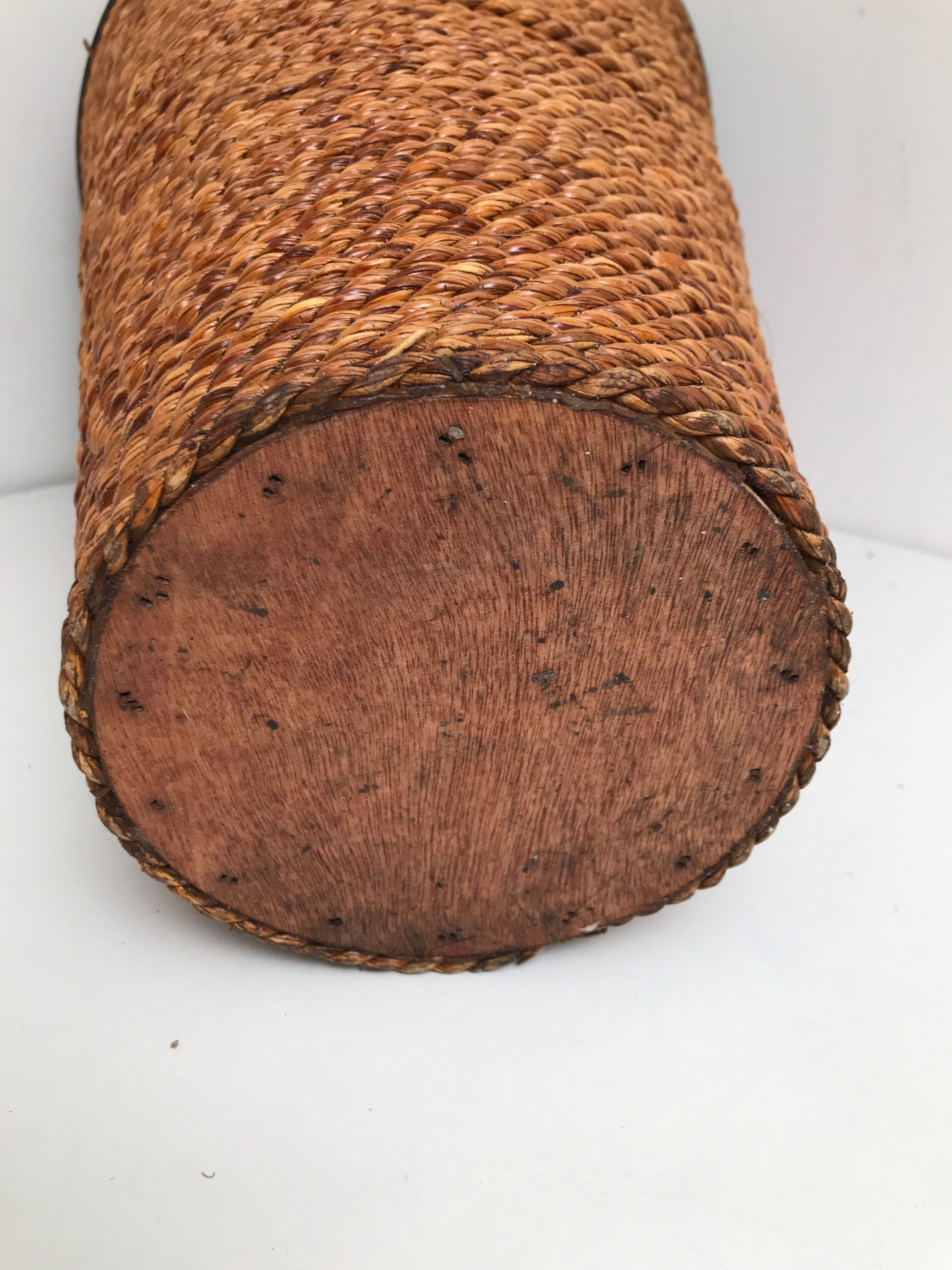 Large basket in vintage wicker rattan