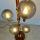 Ancien lampadaire en bois design scandinave des années 60 à 6 feux vintage