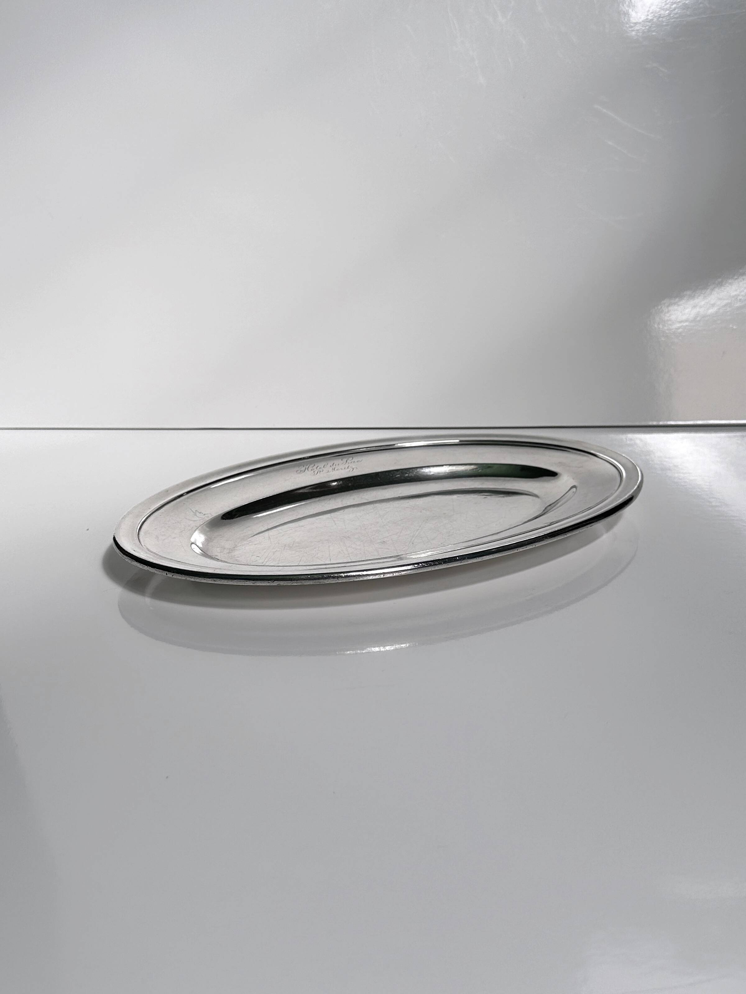 Silver-plated Christofle tray 1930s Grand Hotel du Lac St. Moritz