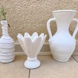Set of 3 bleached vintage vases