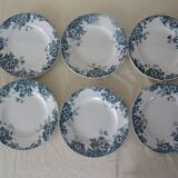 6 Flat plates MARIE lOUISE 353112 PLATES mill wolves faience blue