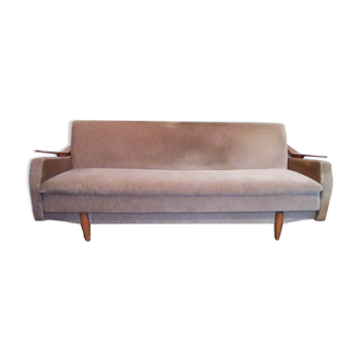 canapé daybed années 50 velour vert d'eau