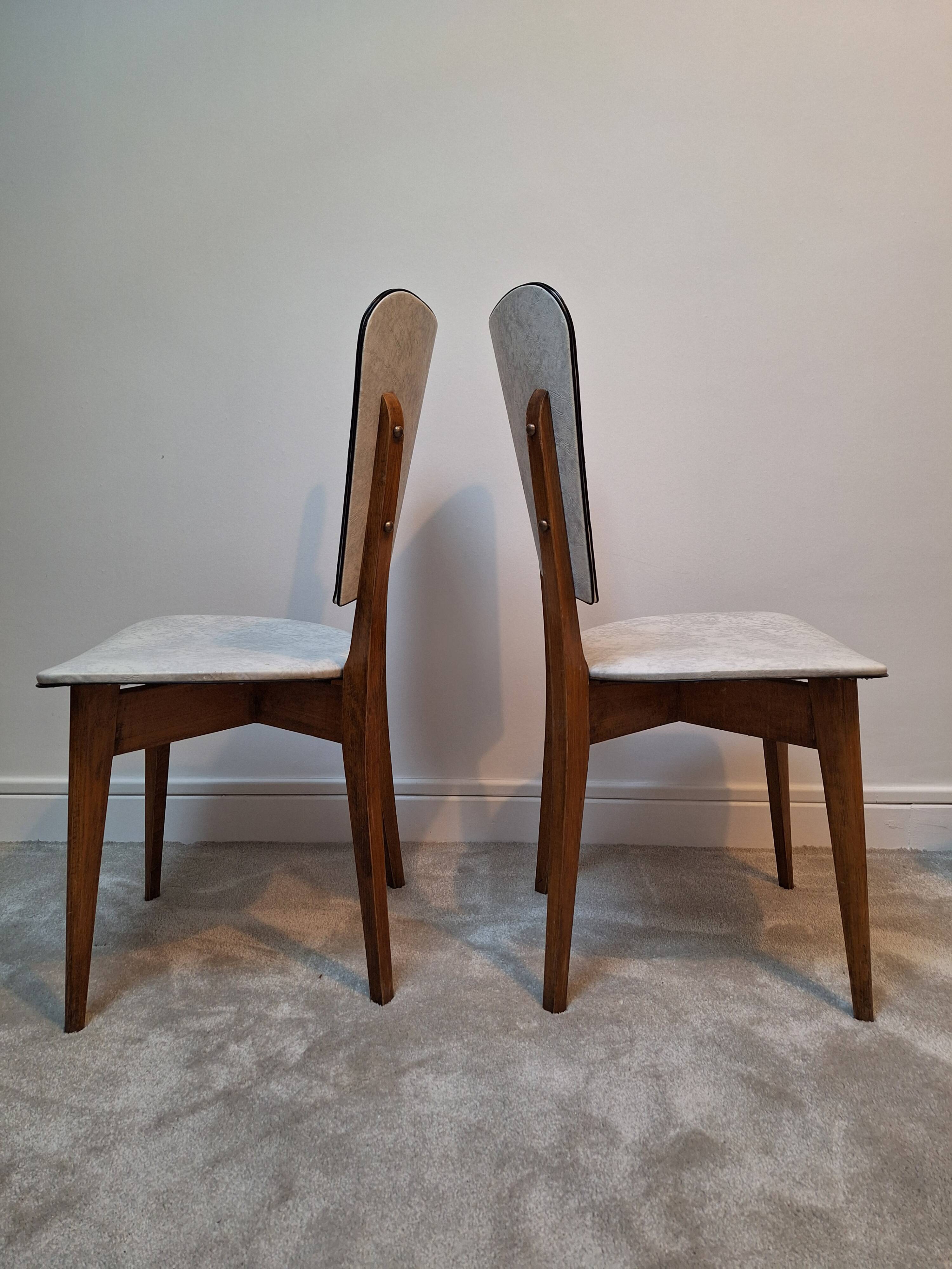 Chaises Vintage Skaï Marbre