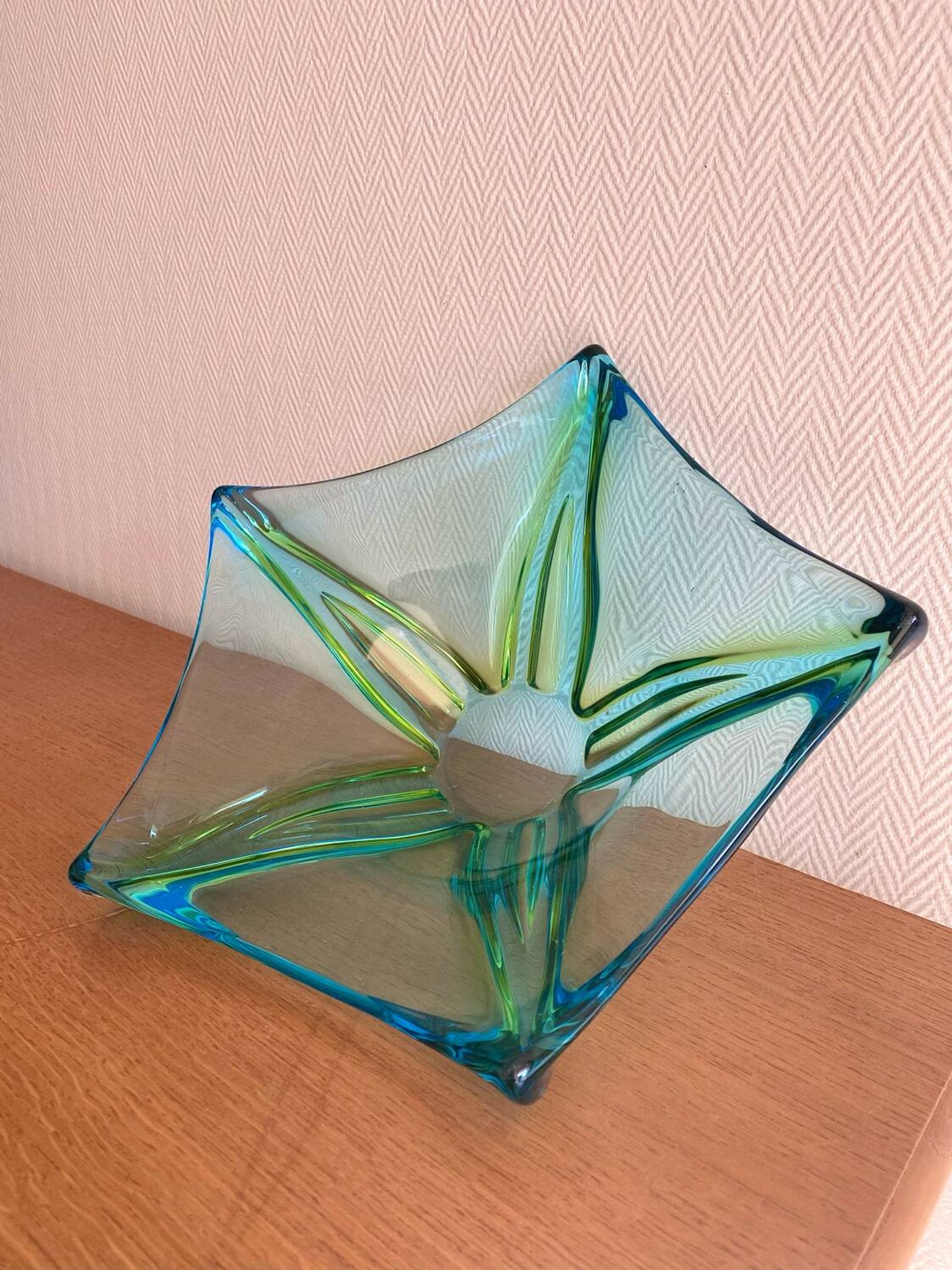 Large vintage blown glass decorative bowl