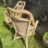 Rattan armchair duo
