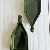 2 grands ramequins en céramique, design en forme de bouteilles vertes