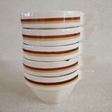 Set of five Digoin Sarreguemines cups