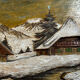 Alpine Table in carved and painted wood 23/32 cm