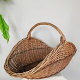 Wicker rattan log basket from the 1970s/80s