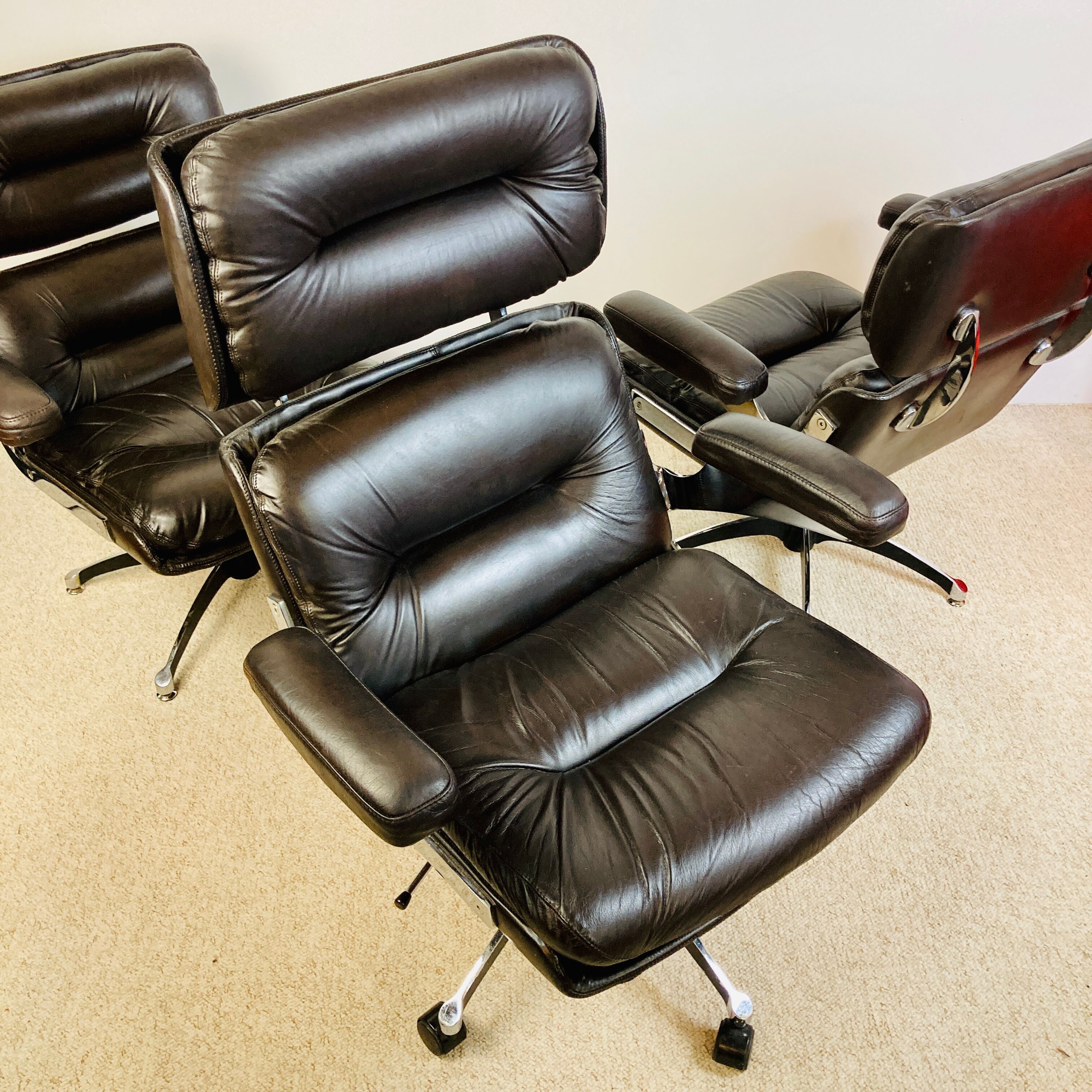 Leather office chair, martin Stoll design, 1970