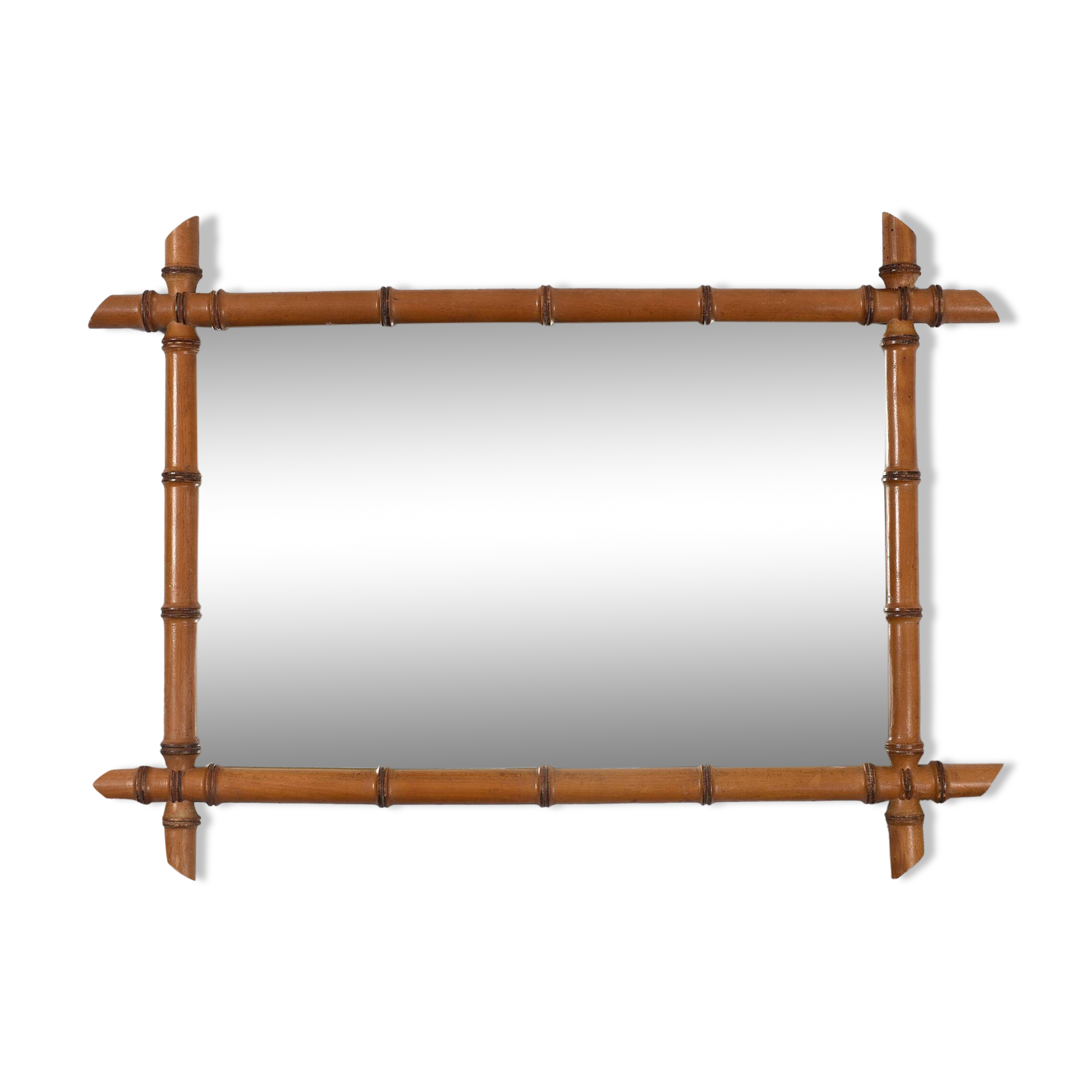 Old turned wooden mirror imitation bamboo