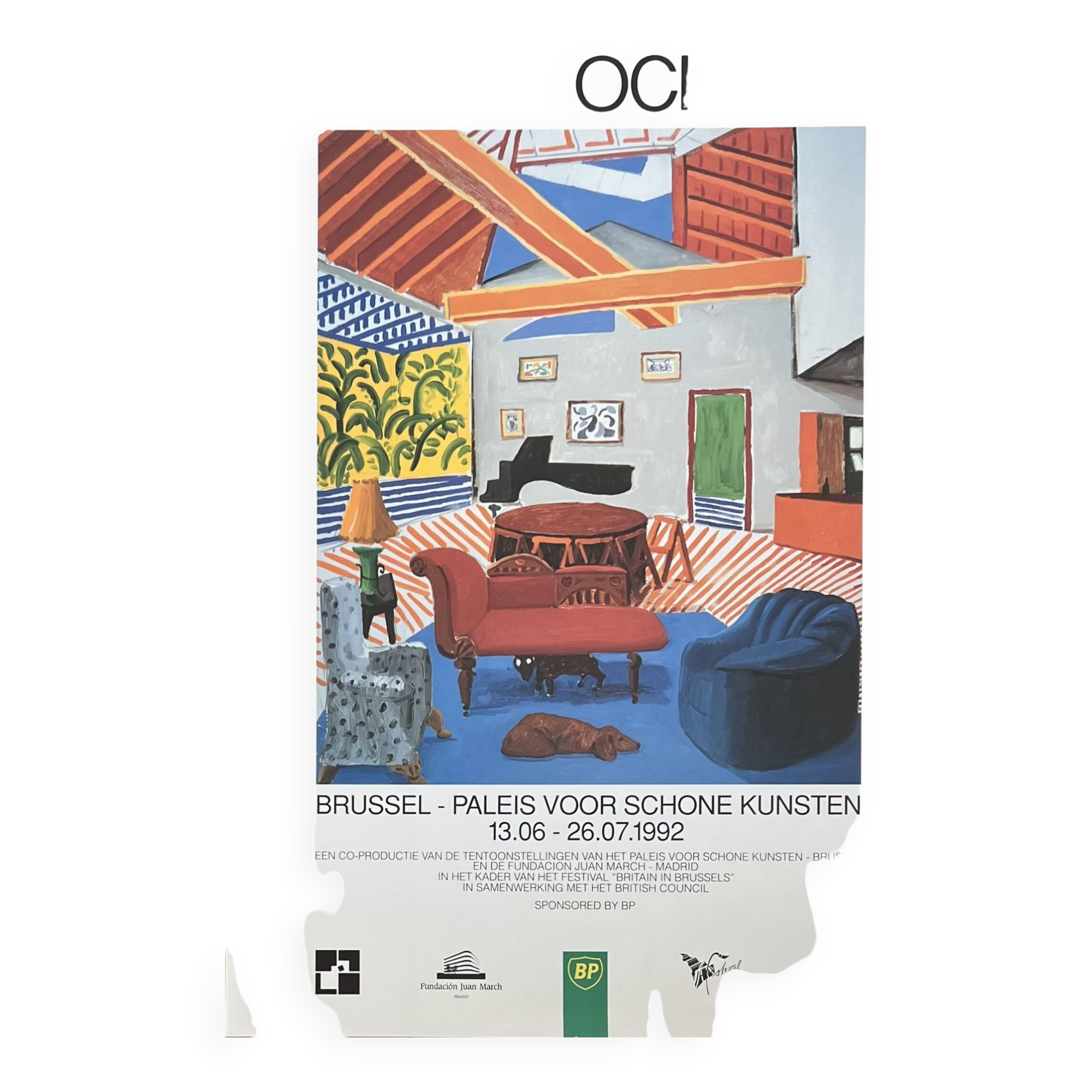 David HOCKNEY (1937) Original Vintage Poster Palais des Beaux Arts, Brussels, 1992