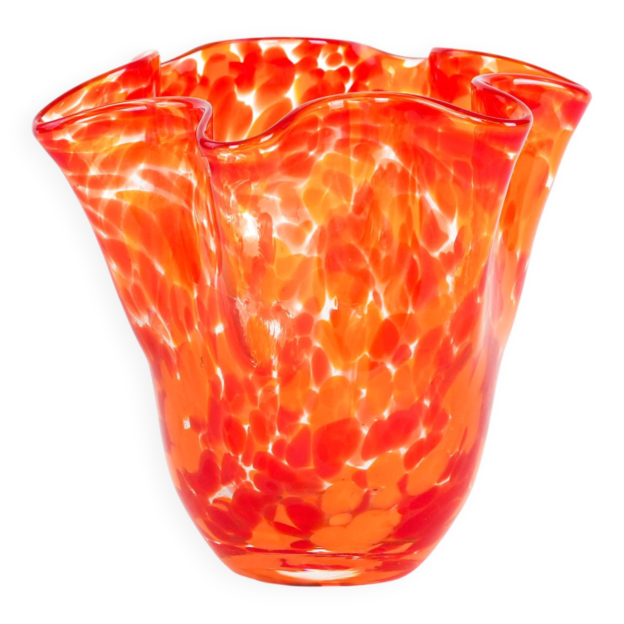 Orange glass vase, Danish design, 1970s, made in Denmark