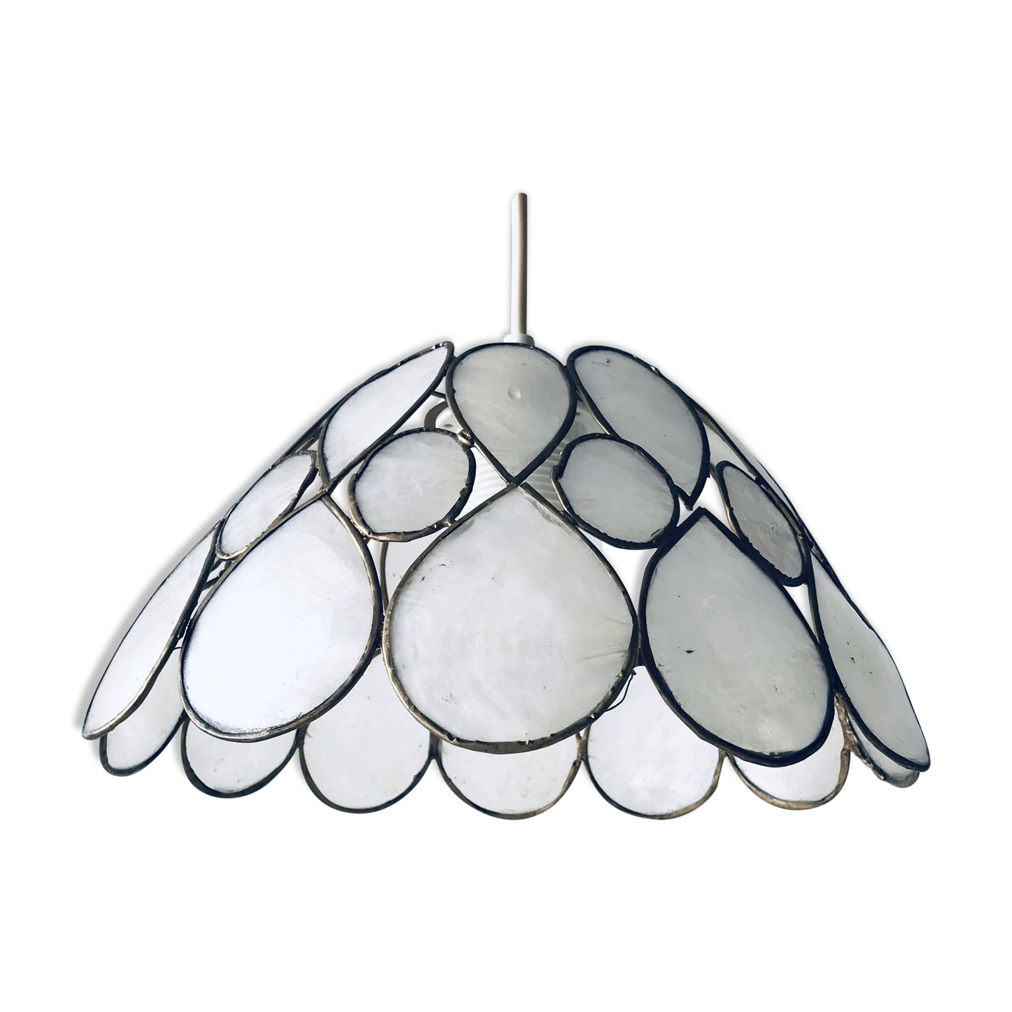 Mother-of-pearl and brass pendant light